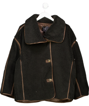 Very Brown Pu Trim Faux Shearling Coat UK 18