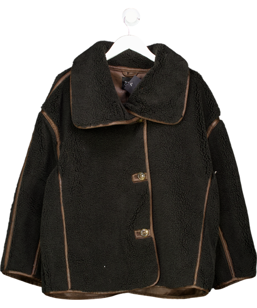 Very Brown Pu Trim Faux Shearling Coat UK 18