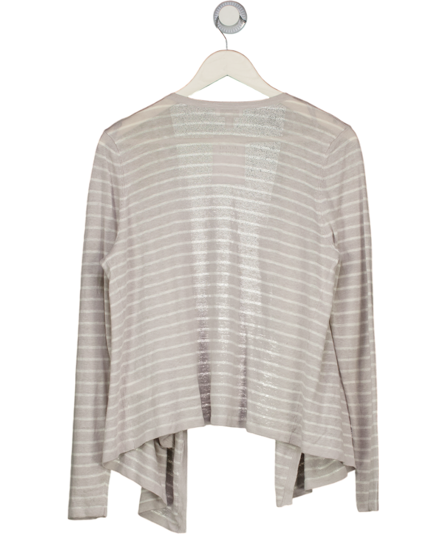 THE WHITE COMPANY Light Grey Linen Knit Waterfall Cardigan UK 14