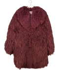 DE SAVARY Wine Red Longline Mongolian Jacket UK S
