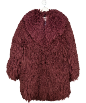 DE SAVARY Wine Red Longline Mongolian Jacket UK S