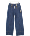 KAREN MILLEN Blue Denim Button Front Wide Leg Jeans UK 10