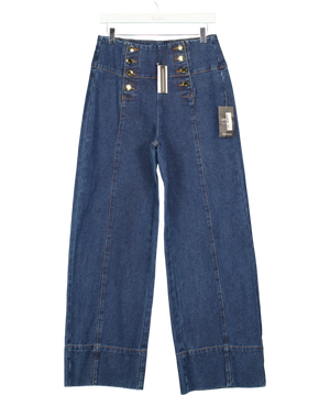 KAREN MILLEN Blue Denim Button Front Wide Leg Jeans UK 10