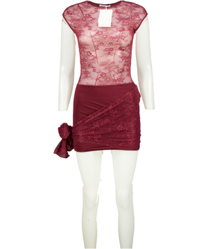 PEPPERMAYO Best Behaviour Mini Dress - Burgundy Red UK 8