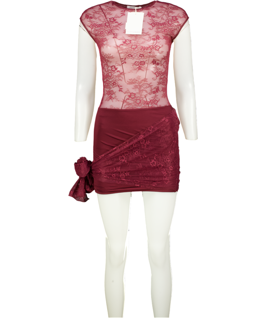 PEPPERMAYO Best Behaviour Mini Dress - Burgundy Red UK 8
