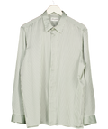 Saint Laurent Pale Green / Navy 100% Silk Striped Shirt 15 1/2 " Neck UK M