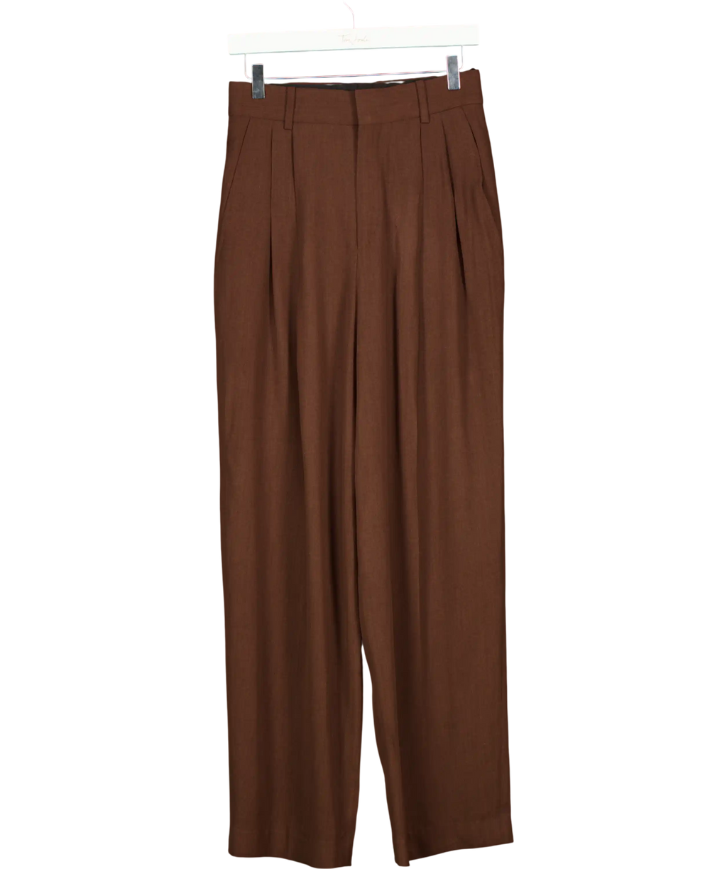 PETRA PETROV Brown The Founder Pleated Wool-blend Twill Wide-leg Pants Fr38 UK 10