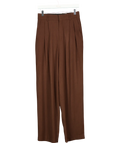PETRA PETROV Brown The Founder Pleated Wool-blend Twill Wide-leg Pants Fr38 UK 10