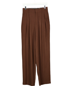 PETRA PETROV Brown The Founder Pleated Wool-blend Twill Wide-leg Pants Fr38 UK 10