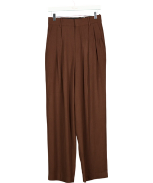 PETRA PETROV Brown The Founder Pleated Wool-blend Twill Wide-leg Pants Fr38 UK 10