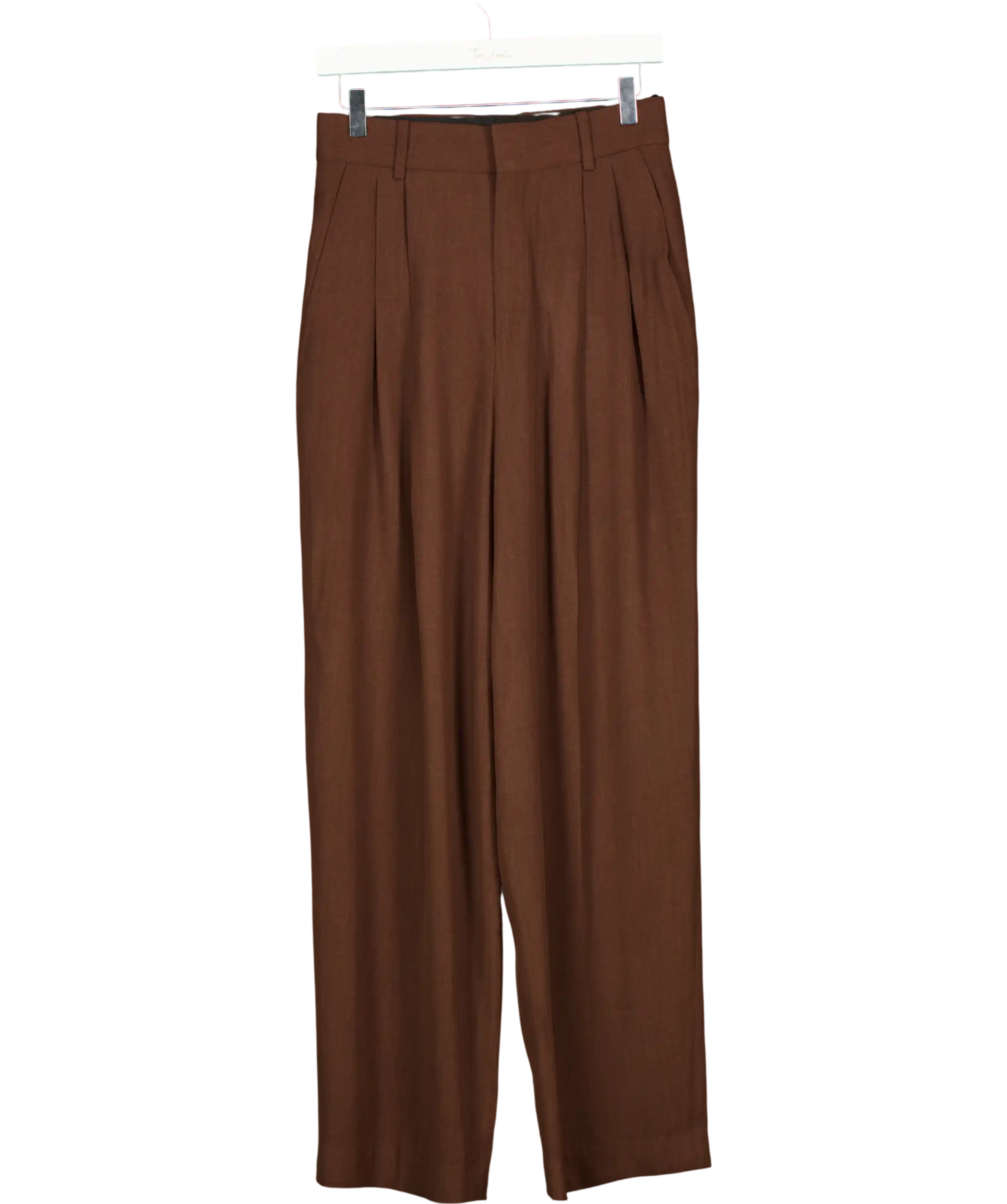 PETRA PETROV Brown The Founder Pleated Wool-blend Twill Wide-leg Pants Fr38 UK 10