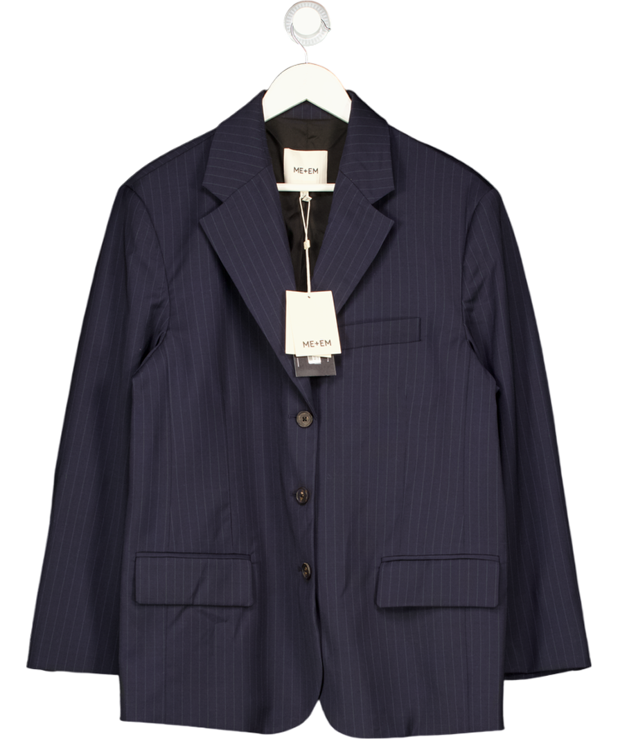 ME + EM Navy Blue Wool Blend Icon Oversized Blazer UK 12