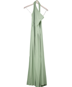 Karen Millen Green Soft Green One Shoulder Wide Leg Jumpsuit UK 6