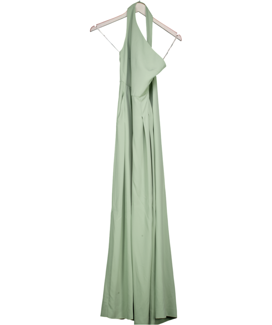 Karen Millen Green Soft Tailored Asymmetric Neck Pleat Wide Leg Jumpsuit UK 6