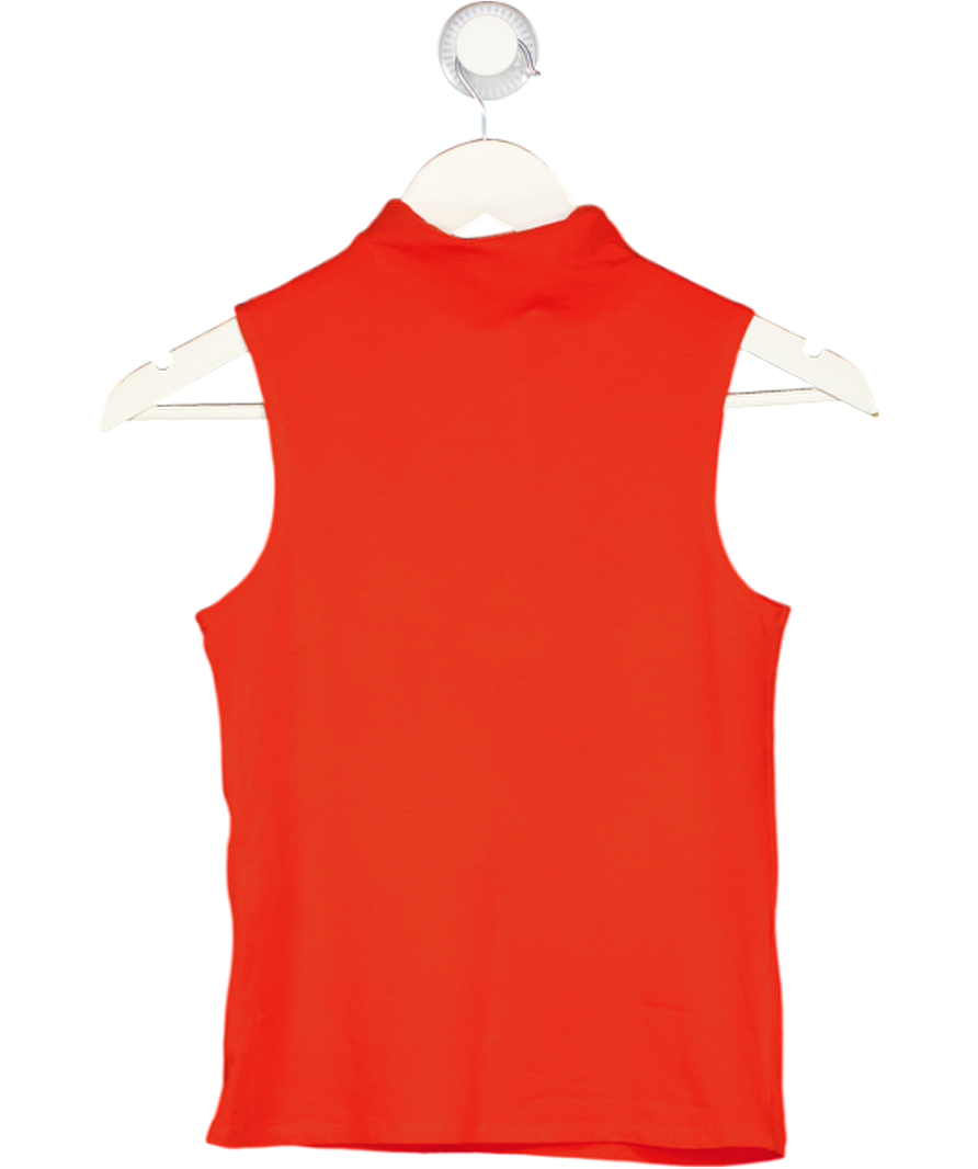 ELIE TAHARI Red Sleeveless Mock Neck Tank Top UK S