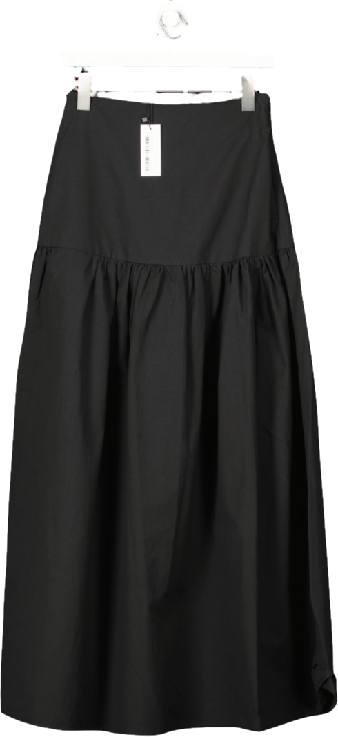 Nasty Gal Black Premium Poplin Structured Volume Maxi Skirt UK 6