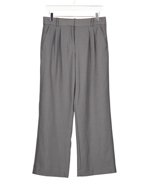 Abercrombie & Fitch Grey Pleated Straight Leg Tailored Trousers -short W26