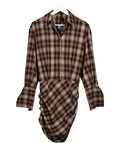 Noughts & Kisses Gaia Checked Brown Shirt Dress UK S