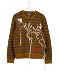 Woolrich Brown Wool Knit Reindeer Motif Sweater UK S