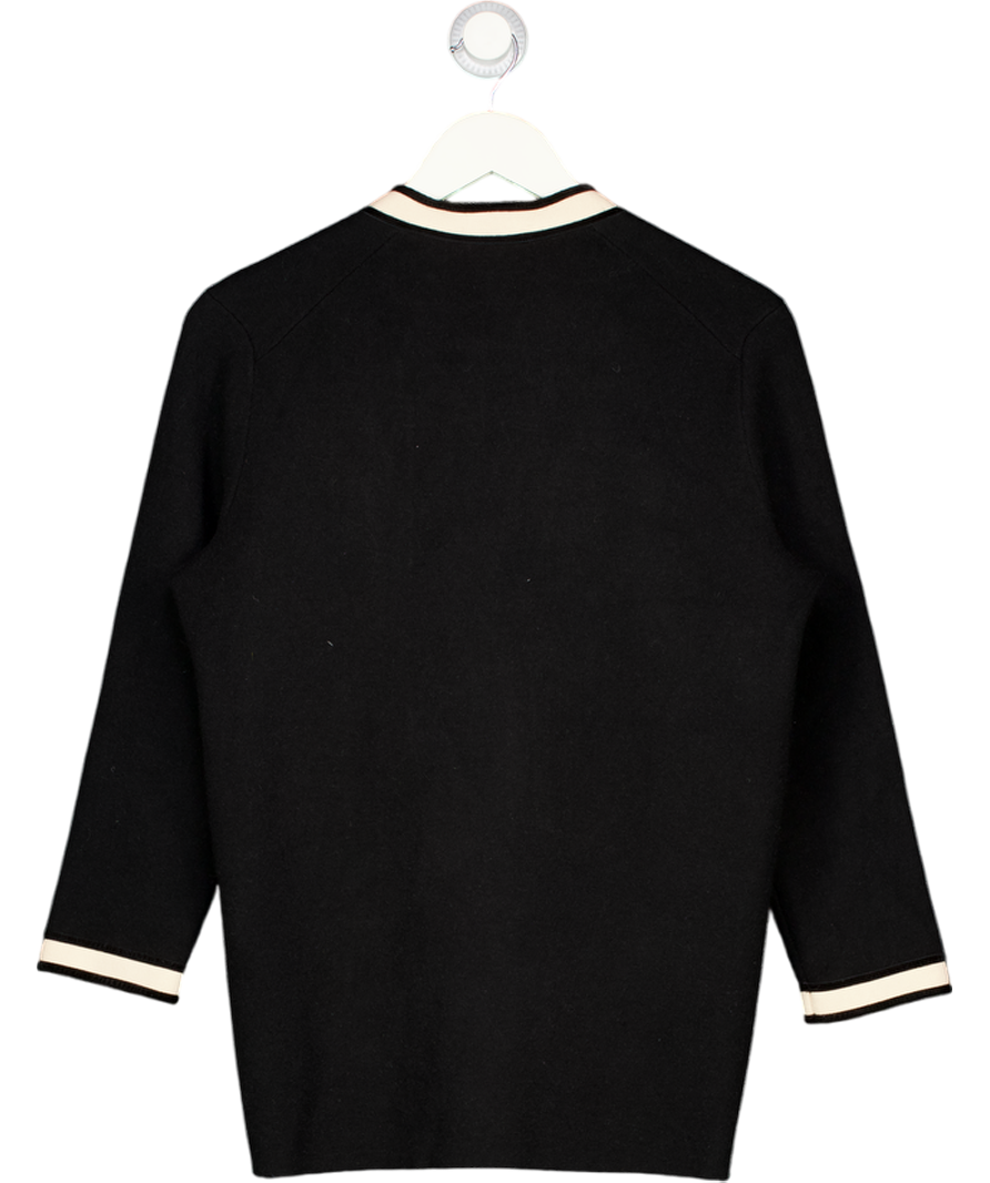 MAJE Black & Ivory Oversize Cardigan With Gold Detailing UK 8