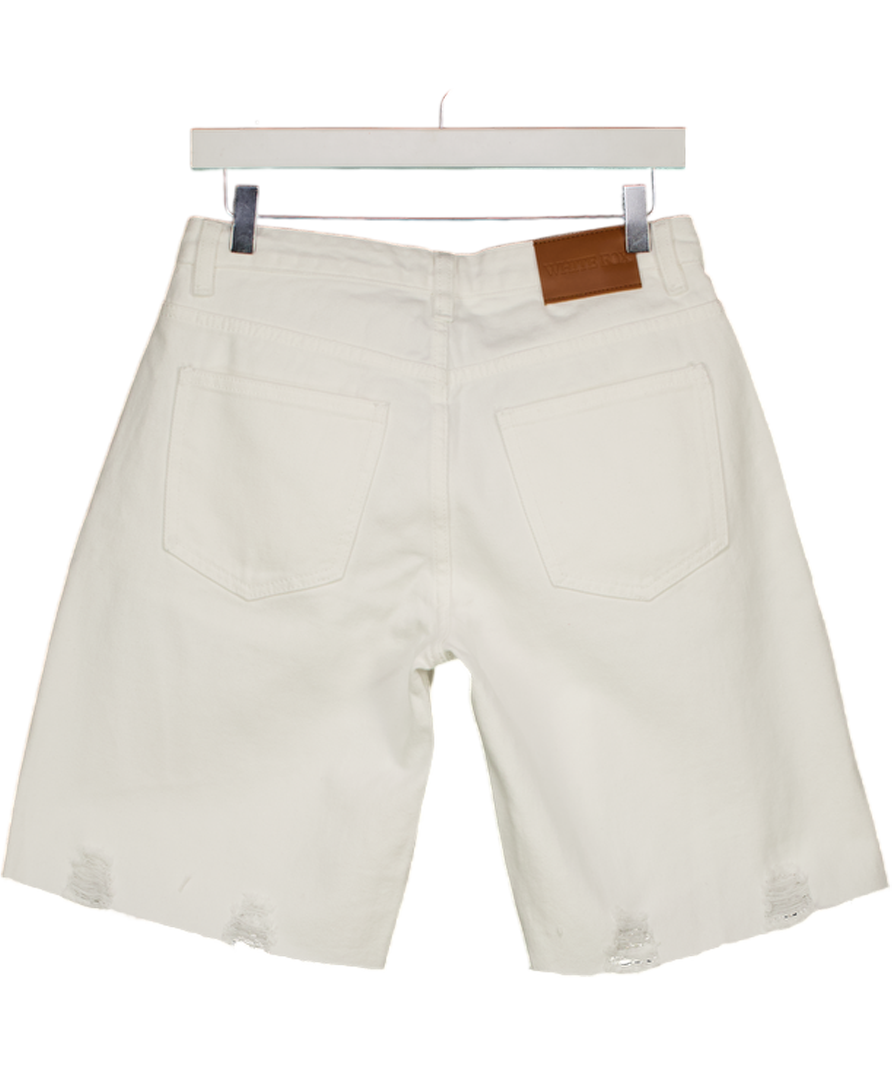 WHITE FOX White Longer Length Denim Shorts UK S