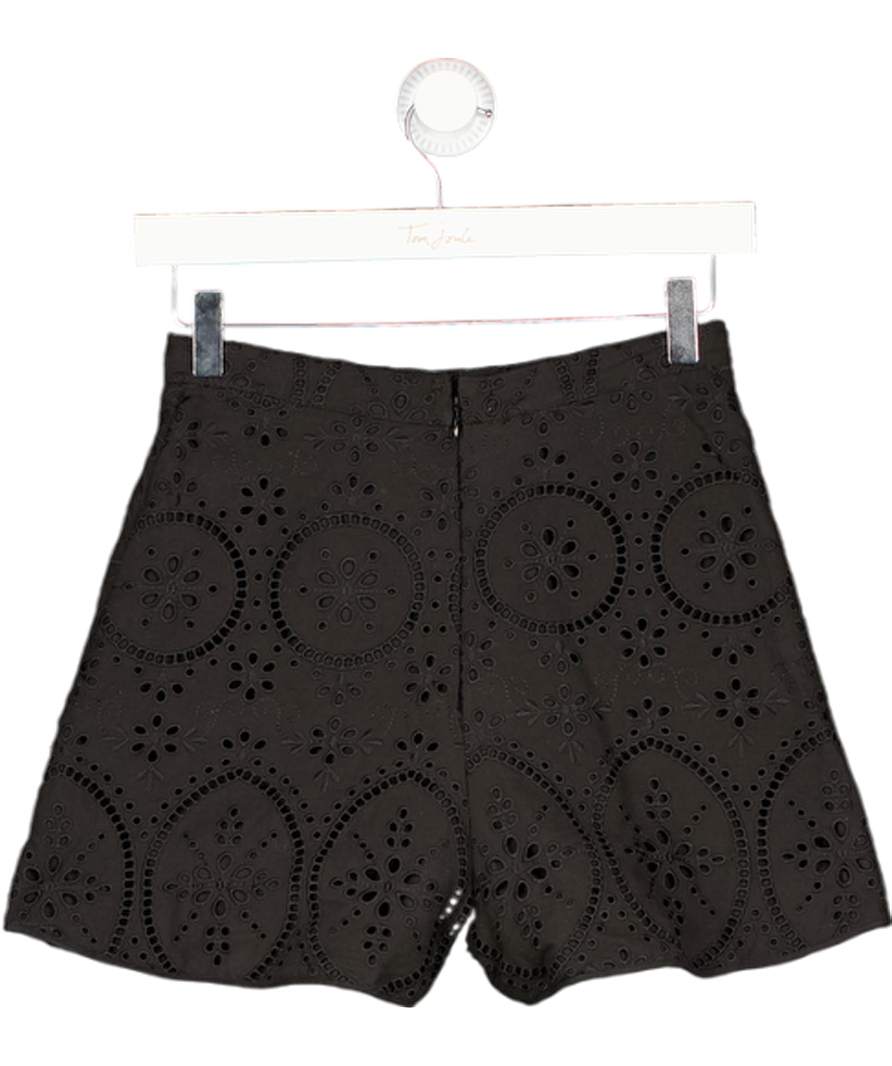 CHARO RUIZ IBIBZA Black Gabrielle Shorts With Broderie Embroidery UK XS