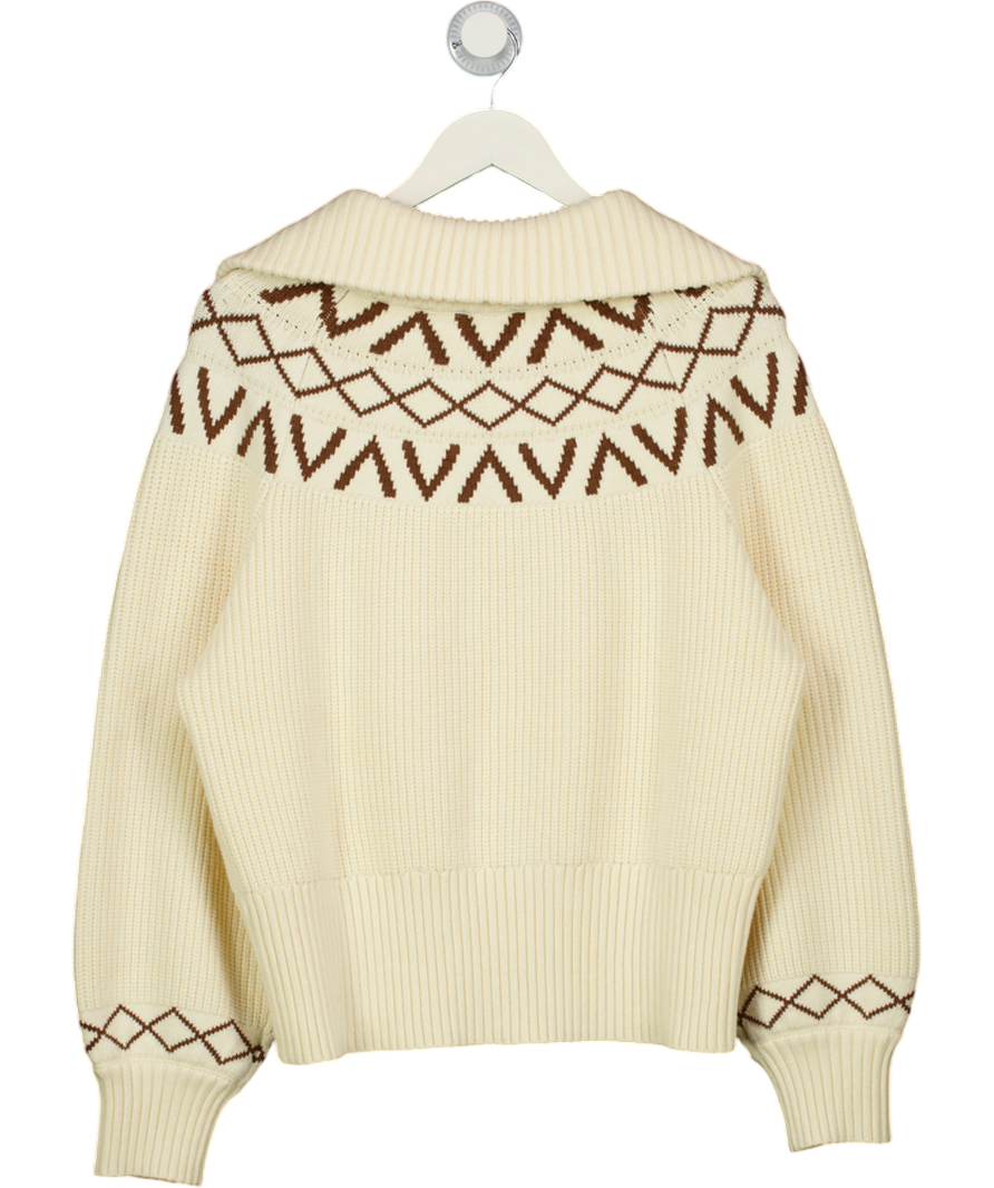 Varley Cream Sigrid Fair Isle Knitted Half-zip Sweater UK M