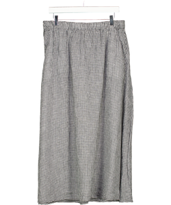 EILEEN FISHER Black Puckered Organic Linen Pocket Midi Skirt UK M
