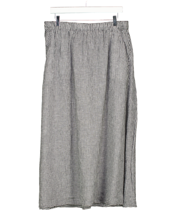 EILEEN FISHER Black Puckered Organic Linen Pocket Midi Skirt UK M