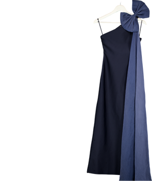 KAREN MILLEN Blue Bandage Figure Form Knit Woven Cape Detail Maxi Dress UK 6
