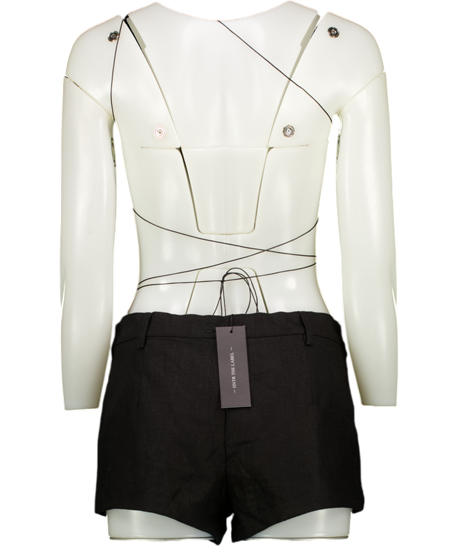 HNTR THE LABEL 2-piece Black Linen Sam Shorts And Top Set UK S