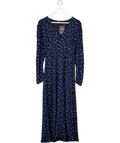 ZARA Blue Polka Dot Long Sleeve Midaxi Dress UK M