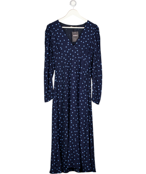 ZARA Blue Polka Dot Long Sleeve Midaxi Dress UK M