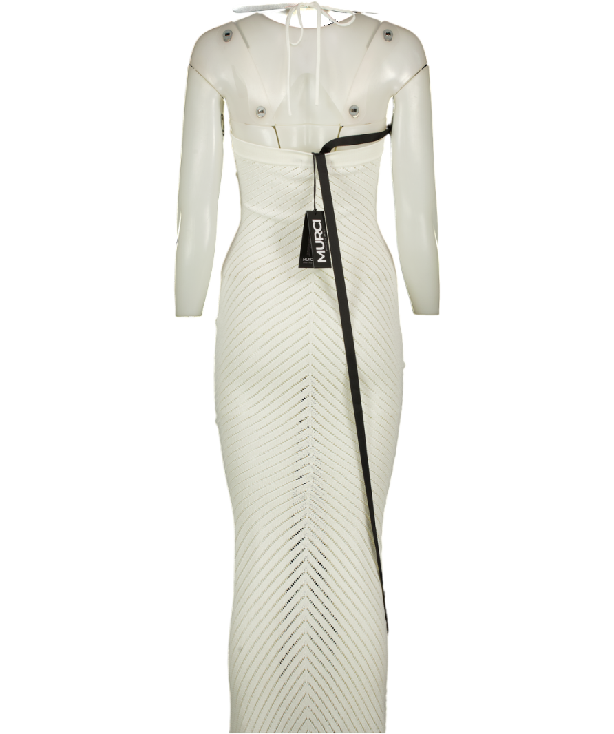 MURCI Remy Chevron Knitted Maxi Dress In White UK 6