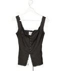 Reformation Black Viola Linen Top UK 6