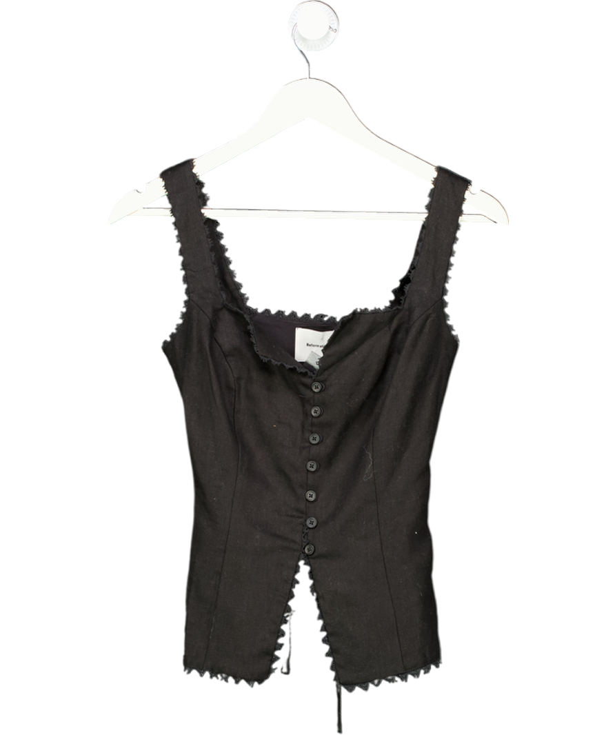 Reformation Black Viola Linen Top UK 6