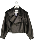 JANE & TASH Black Oversized Leather Jacket UK S