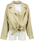 M&S Beige Linen Blend Belted Cropped Jacket UK L
