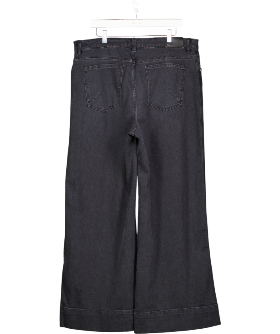Mint Velvet Washed Black Super Soft Wide Leg Jeans UK 18