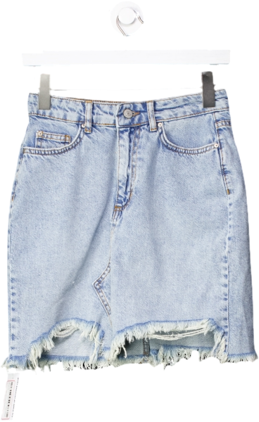 Trendyol Blue Frayed Hem Denim Mini Skirt UK 6