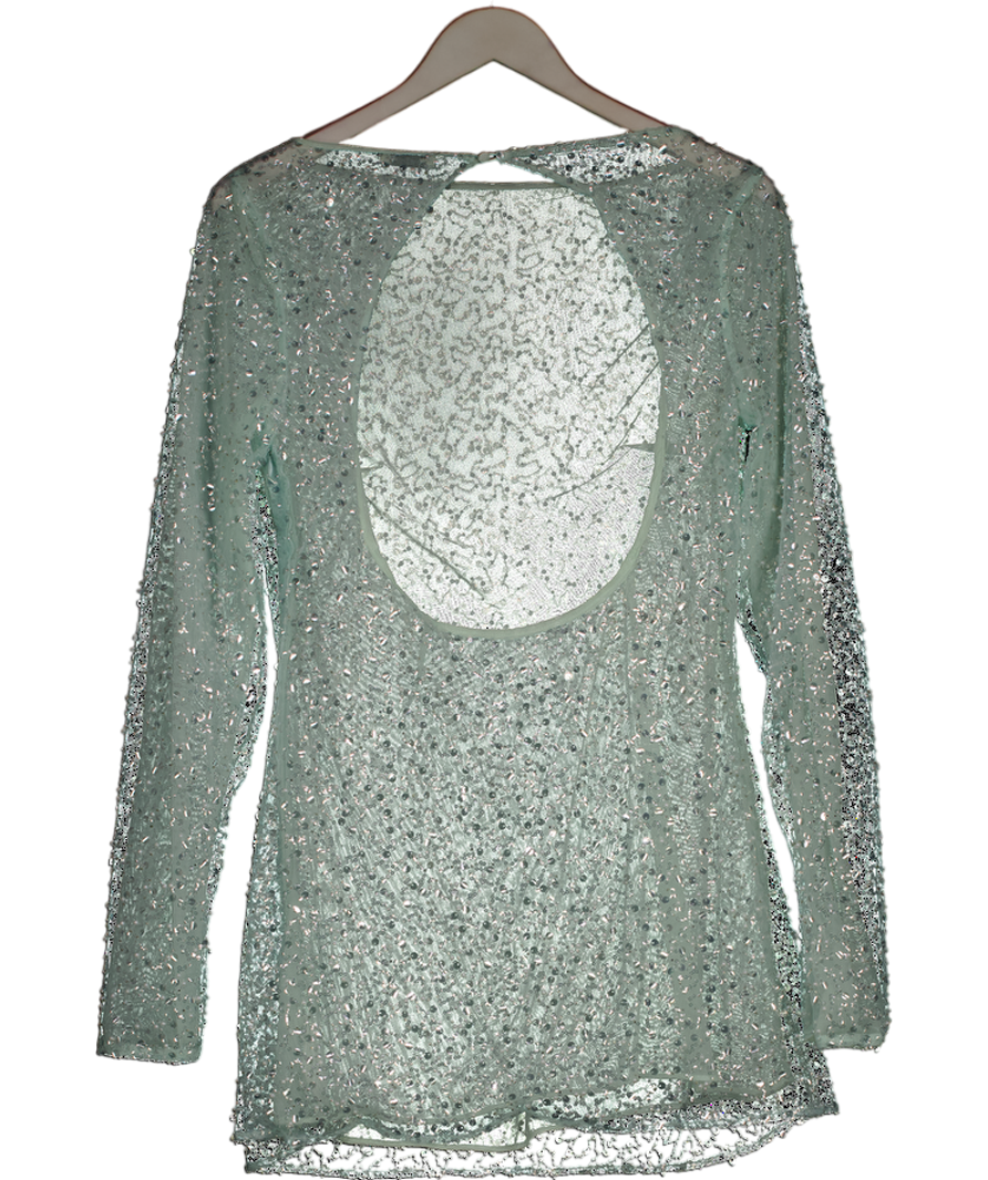 Mistress Rocks Blue Ice Sequin Beaded Mini Dress UK M