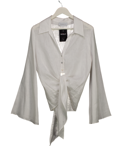 MANDIBREEZE White 100% Linen Adrienne Shirt UK M