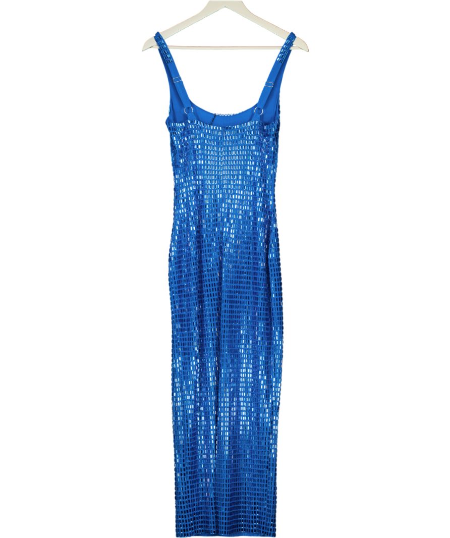 KAREN MILLEN Blue Premium Crystal Embellished Midi Dress UK XS