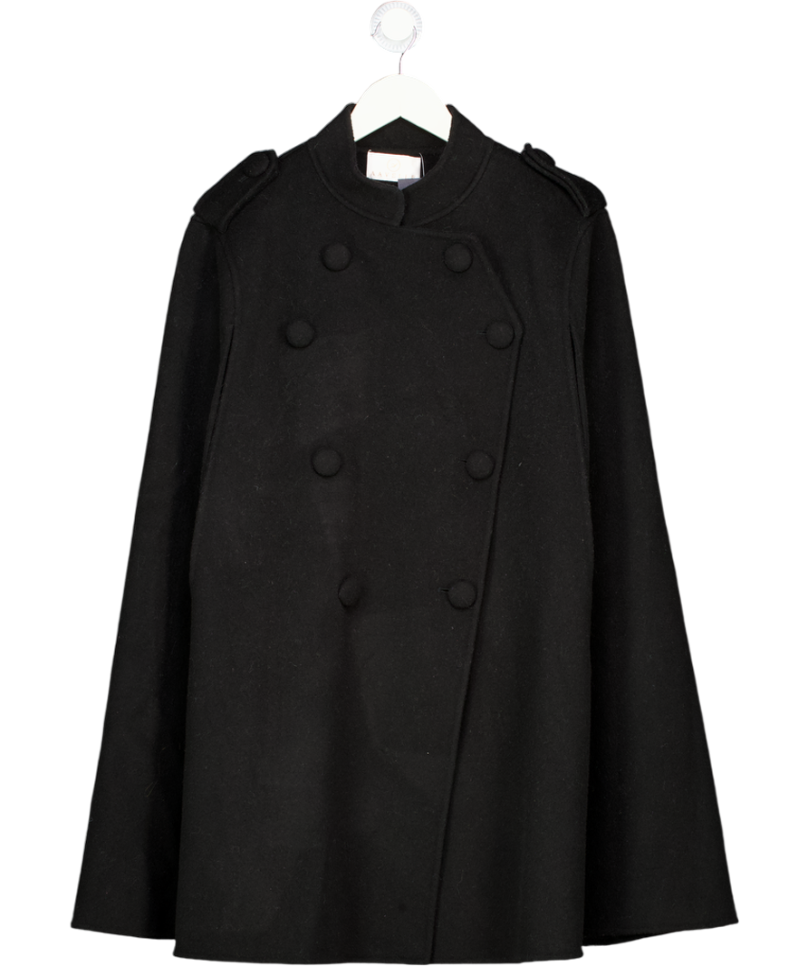 AAVELLE Black Double Faced Pure Wool Cape Coat One Size