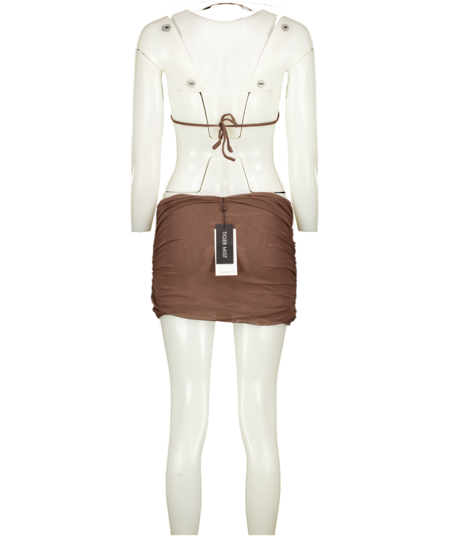 TIGER MIST Evanna Brown Mesh Backless Mini Dress UK S