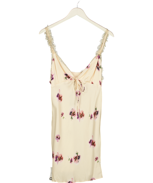 ASOS Cream Floral Print Lace Trim Mini Dress UK 12