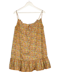 SEZANE Multicoloured Cotton Floral Frill Hem Mini Dress Fr36 UK 8