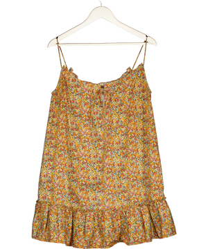 SEZANE Multicoloured Cotton Floral Frill Hem Mini Dress Fr36 UK 8