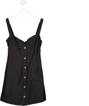 ANTHROPOLOGIE MAEVE Black Linen / Viscose Blend Tie Back Mini Dress UK M