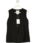 COS Black Longline Linen-blend Waistcoat UK 8